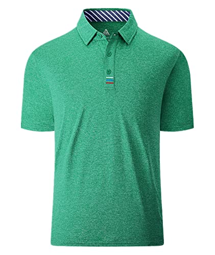 JACKETOWN Golf Poloshirts Herren Knopfleiste Kurzarm Polo T-Shirt Atmungsaktive Polohemd Activewear Tennis Herren Sportlich Outdoor Grün XL von JACKETOWN