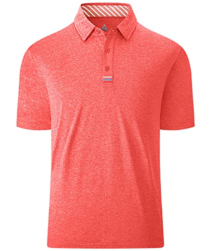 JACKETOWN Golf Poloshirts Herren Knopfleiste Kurzarm Polo T-Shirt Atmungsaktive Polohemd Activewear Tennis Herren Sportlich Outdoor Rot-orange L von JACKETOWN