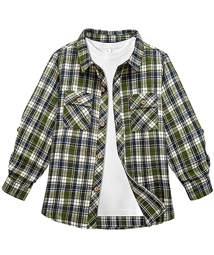 JACKETOWN Hemd Kinder Jungen Langarm Kariertes Button Down Casual Top Baumwoll Oberteil Shirt Mit Brusttasche von JACKETOWN