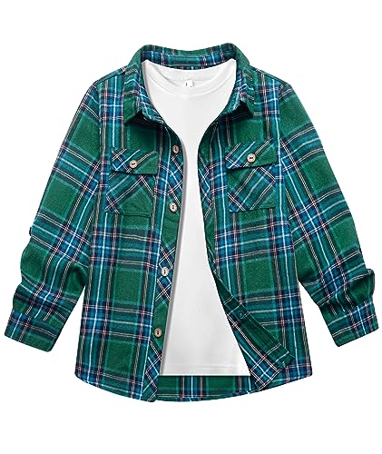 JACKETOWN Hemd Kinder Jungen Langarm Kariertes Button Down Casual Top Baumwoll Oberteil Shirt Mit Brusttasche von JACKETOWN