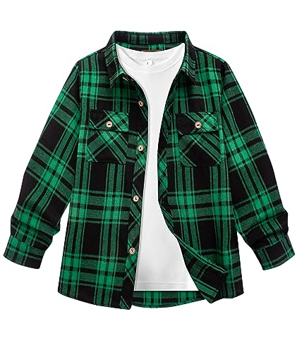 JACKETOWN Hemd Kinder Jungen Langarm Kariertes Hemd Kinder Button Down Casual Top Baumwoll Hemden Kinder Oberteil Shirt Mit Brusttasche von JACKETOWN