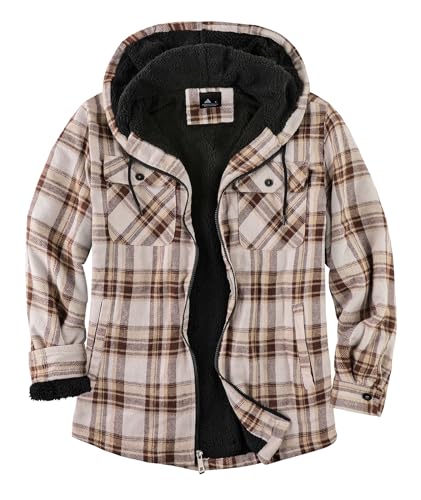 JACKETOWN Hemdjacke Kariertes Herren Fleece Thermohemd Herren Holzfäller Jacke Verdicken Kariertes Langarm mit Reißverschluss gefütterte FleeceFutter Winterjacke hoodies Flanelljacke Warm von JACKETOWN