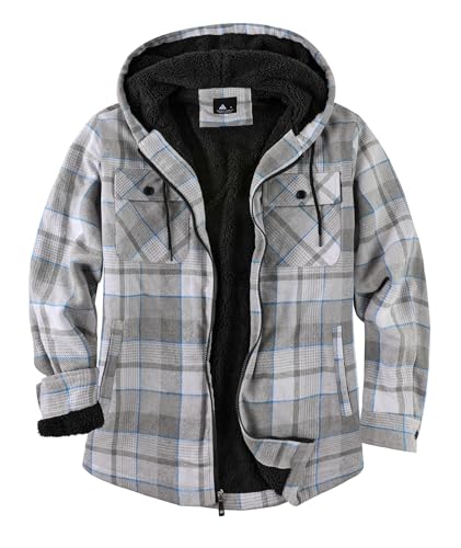 JACKETOWN Hemdjacke Kariertes Herren Fleece Thermohemd Herren Holzfäller Jacke Verdicken Kariertes Langarm mit Reißverschluss gefütterte FleeceFutter Winterjacke hoodies Flanelljacke Warm von JACKETOWN