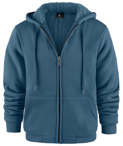 JACKETOWN Herren Kapuzenpullover Sweatshirt Reißverschluss Sweatjacke Gefüttert Hoodie Warm Fleece Winterjacke Teddyfutter Fleecejacke mit Kapuze von JACKETOWN