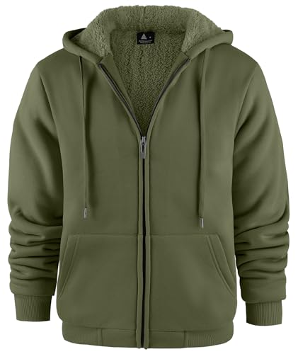 JACKETOWN Herren Kapuzenpullover Sweatshirt Reißverschluss Sweatjacke Gefüttert Hoodie Warm Fleece Winterjacke Teddyfutter Fleecejacke mit Kapuze von JACKETOWN