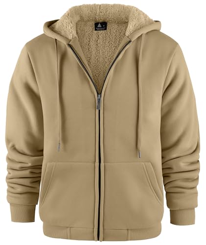 JACKETOWN Herren Kapuzenpullover Sweatshirt Reißverschluss Sweatjacke Gefüttert Hoodie Warm Fleece Winterjacke Teddyfutter Fleecejacke mit Kapuze von JACKETOWN