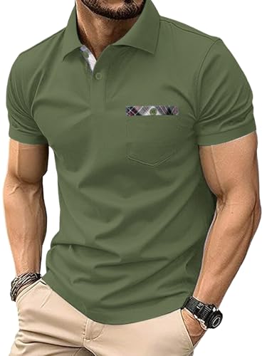JACKETOWN Herren Poloshirt Kurzarm Kontrastfarbe Karierte Poloshirt Atmungsaktive mit Brusttasche Golf Polo Shirt Elastisch Weicher Stoff Sommer M-3XL JACKETOWN Herren Poloshirt Kurzarm Kontrastfarbe Karierte Poloshirt Atmungsaktive mit Brusttasche Golf Polo Shirt Elastisch Weicher Stoff Sommer M-3XL von JACKETOWN
