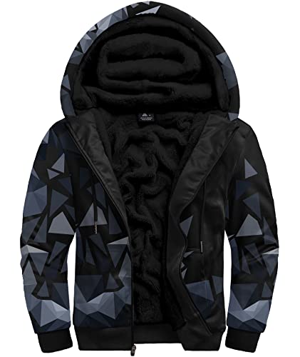 JACKETOWN Herren Sweatshirt Gefüttert Hoodie Reißverschluss Sweatjacke Warm Fleece Winterjacke Teddyfutter Fleecejacke mit Kapuze von JACKETOWN