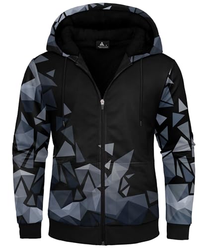 JACKETOWN Herren Sweatshirt Gefüttert Hoodie Reißverschluss Sweatjacke Warm Fleece Winterjacke Teddyfutter Fleecejacke mit Kapuze von JACKETOWN