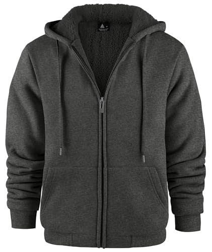 JACKETOWN Herren Sweatshirt Gefüttert Hoodie Reißverschluss Sweatjacke Warm Fleece Winterjacke Teddyfutter Fleecejacke mit Kapuze von JACKETOWN