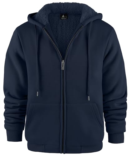 JACKETOWN Herren Sweatshirt Gefüttert Hoodie Reißverschluss Sweatjacke Warm Fleece Winterjacke Teddyfutter Fleecejacke mit Kapuze von JACKETOWN
