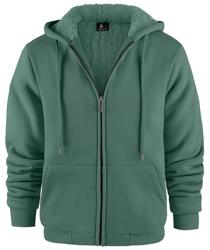 JACKETOWN Herren Sweatshirt Gefüttert Hoodie Reißverschluss Sweatjacke Warm Fleece Winterjacke Teddyfutter Fleecejacke mit Kapuze von JACKETOWN