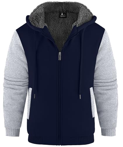 JACKETOWN Herren Sweatshirt Gefüttert Hoodie Reißverschluss Sweatjacke Warm Fleece Winterjacke Teddyfutter Fleecejacke mit Kapuze von JACKETOWN
