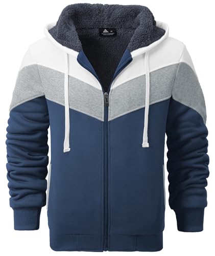 JACKETOWN Herren Sweatshirt Gefüttert Hoodie Reißverschluss Sweatjacke Warm Fleece Winterjacke Teddyfutter Fleecejacke mit Kapuze von JACKETOWN