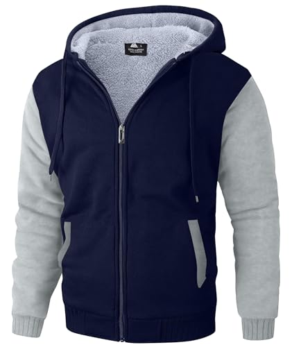 JACKETOWN Herren Sweatshirt Gefüttert Sport Hoodie Reißverschluss Warm Fleece Winterjacke Männer Teddyfutter übergangsjacke mit Kapuze M von JACKETOWN