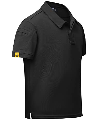 JACKETOWN Jungen Poloshirts Kurzarm Kinder Outdoor Sommer Sportshirt Atmungsaktiv mit Gummizug Jungen Sportswear(Schwarz-S) von JACKETOWN