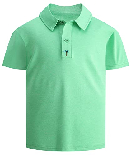 JACKETOWN Jungen Poloshirts Kurzarm Kinder Polohemd Regular Fit Outdoor Sommer T-Shirt Atmungsaktiv mit Gummizug Jungen Sportswear(Fruchtgrün-2XL) von JACKETOWN