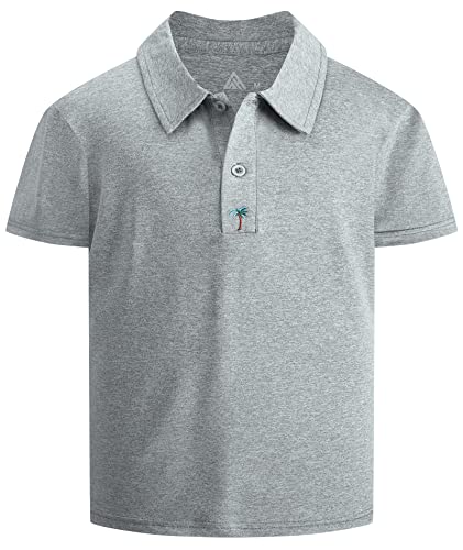 JACKETOWN Jungen Poloshirts Kurzarm Kinder Polohemd Regular Fit Outdoor Sommer T-Shirt Atmungsaktiv mit Gummizug Jungen Sportswear(Hellgrau-2XL) von JACKETOWN