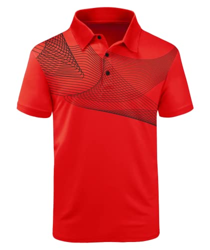 JACKETOWN Poloshirts Herren Kurzarm Polo Hemd Männer Schnelltrocknend Casual Sport Shirt Outdoor Atmungsaktives Tshirts Summer Poloshirt((035-Rot-XL) von JACKETOWN