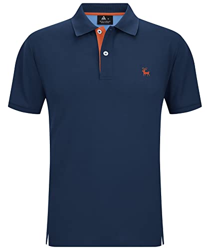 JACKETOWN Polo Shirts Herren Kurzarm Golf Poloshirts Schnelltrocknend Freizeit Sport Polo Hemd Männer Outdoor Atmungsaktives T-Shirts Sommer(1637-Navy-2XL) von JACKETOWN