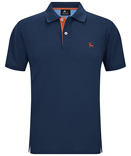 JACKETOWN Polo Shirts Herren Kurzarm Golf Poloshirt Schnelltrocknend Casual Sport Shirt Outdoor Atmungsaktives T-Shirts Sommer Polo Hemd Männer(Navy-M) von JACKETOWN