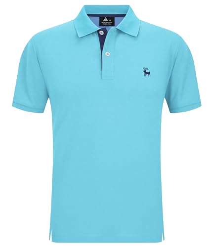 JACKETOWN Polo Shirts Herren Kurzarm Golf Poloshirts Schnelltrocknend Freizeit Sport Polo Hemd Männer Outdoor Atmungsaktives T-Shirts Sommer(1637-Seeblau-L) von JACKETOWN