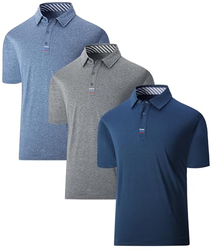 JACKETOWN Golf Poloshirts Herren Kurzarm Schnelltrocknend mit Knopfleiste Kurzarm Polo T-Shirt Atmungsaktive Polohemd Activewear Tennis Herren Sportlich Outdoor 3 Pack JACKETOWN Golf Poloshirts Herren Kurzarm Schnelltrocknend mit Knopfleiste Kurzarm Polo T-Shirt Atmungsaktive Polohemd Activewear Tennis Herren Sportlich Outdoor 3 Pack von JACKETOWN
