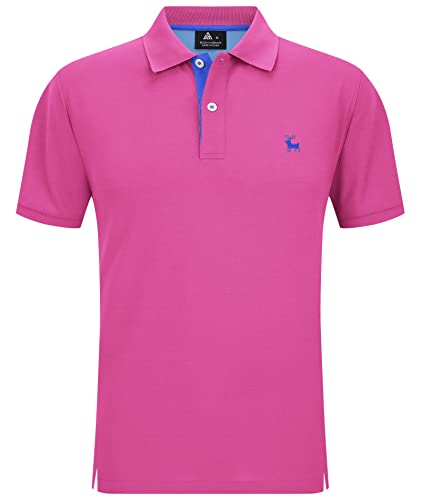 JACKETOWN Poloshirt Herren Kurzarm Regular T-Shirts Männer Schnelltrocknend Casual Sport Shirt Outdoor Tshirts Mit Brillenhalter Knopfleiste Atmungsaktives Poloshirts(1637-Rose-L) von JACKETOWN