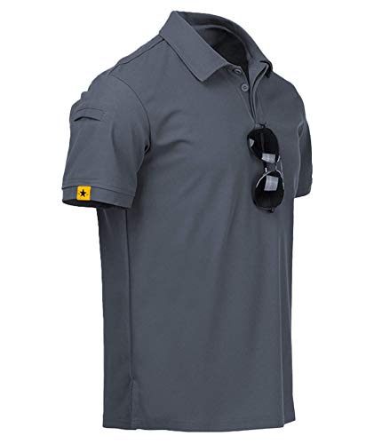 JACKETOWN Poloshirt Herren Kurzarm Schnelltrocknend Atmungsaktives Sommer Poloshirts Männer Knopfleiste T-Shirts Casual Sport Shirt Basic Slim Fit Golf Polo Hemd(Grau-2XL) von JACKETOWN