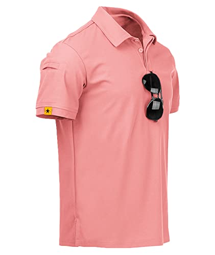 JACKETOWN Poloshirt Herren Kurzarm Schnelltrocknend Atmungsaktives Sommer Poloshirts Männer Knopfleiste T-Shirts Casual Sport Shirt Basic Slim Fit Golf Polo Hemd(Korallenrot-2XL) von JACKETOWN