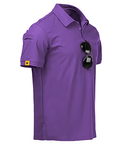 JACKETOWN Poloshirt Herren Kurzarm T-Shirt Polohemd Schnelltrocknend Casual Sports Shirt Outdoor Atmungsaktives Poloshirts Männer Summer Golf(Violett-L) von JACKETOWN