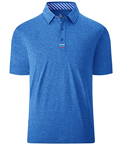 JACKETOWN Poloshirt Herren Tennis Einfarbig Golf Poloshirts Herren Knopfleiste T-Shirt Herren Atmungsaktive Polohemd Sportlich Männer Activewear Polo Schnelltrocknend Sommer Blau XXL von JACKETOWN