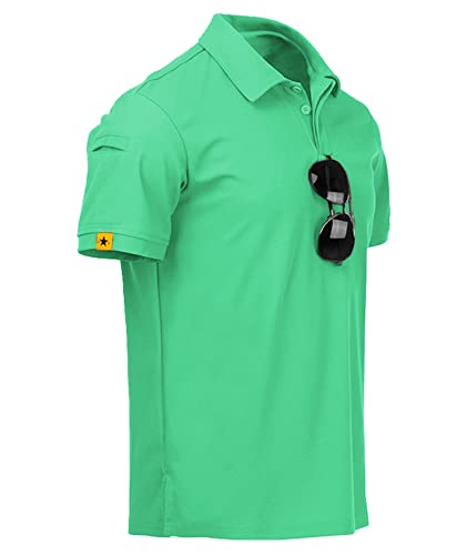 JACKETOWN Poloshirts Herren Kurzarm Golf Poloshirt Schnelltrocknend Casual Sports Shirt Outdoor Atmungsaktives Hemd Männer Regular Fit T-Shirts Summer(Lebendiges Grün-M) von JACKETOWN