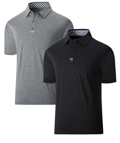 JACKETOWN Poloshirts Herren Polo Set Atmungsaktive Golf Poloshirts Schnelltrocknend Polo Männer Sport Streifendesign Poloshirts Kurzarm Sommer Polo Hemd Activewear Poloshirt 2er Pack JACKETOWN Poloshirts Herren Polo Set Atmungsaktive Golf Poloshirts Schnelltrocknend Polo Männer Sport Streifendesign Poloshirts Kurzarm Sommer Polo Hemd Activewear Poloshirt 2er Pack von JACKETOWN