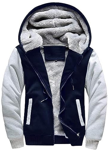 JACKETOWN Sweatjacke Herren Warm Fleece Hoodie Männer Reißverschluss Winter Outdoor Thermojacke Gefüttert Sweatshirt mit Kapuze XXL von JACKETOWN