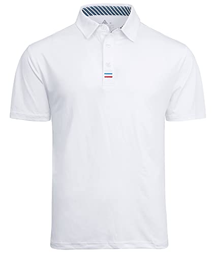 JACKETOWN Poloshirt Herren Tennis Einfarbig Golf Poloshirts Herren Knopfleiste T-Shirt Herren Atmungsaktive Polohemd Sportlich Männer Activewear Polo Schnelltrocknend Sommer Weiss XL von JACKETOWN