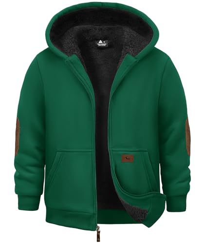 JACKETWON Jungen Sweatjacke Gefüttert Kinder Hoodie Sweatshirt Kapuzenpullover Fleecejacke mit Kapuze Langarm Warme Winterjacke Classic Pullover mit Reißverschluss von JACKETOWN