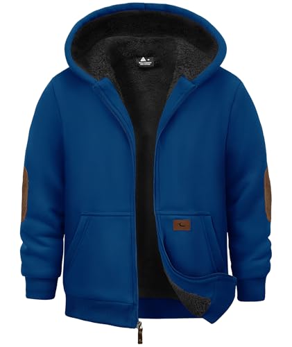 JACKETWON Jungen Sweatjacke Gefüttert Kinder Hoodie Sweatshirt Kapuzenpullover Fleecejacke mit Kapuze Langarm Warme Winterjacke Classic Pullover mit Reißverschluss von JACKETOWN