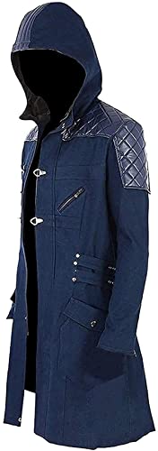 JACKETZONE Nero Blue Cosplay Kostüm Trenchcoat | Devil May Cry 5 Dante Coat, Baumwolle – Nero Blue Coat, XXXX-Large von JACKETZONE