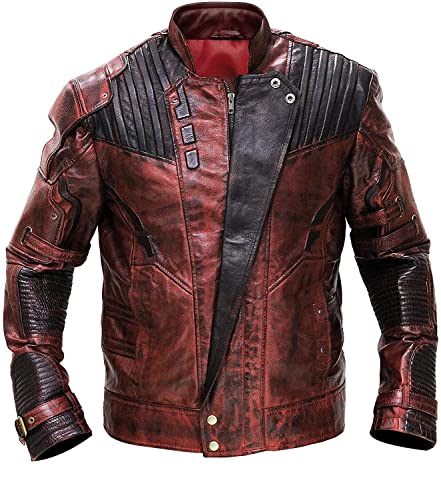 JACKETZONE Star Lord Jacket | Guardians of The Galaxy 2 Chris Pratt Jacke, Echtes Leder – rote Jacke, Medium von JACKETZONE
