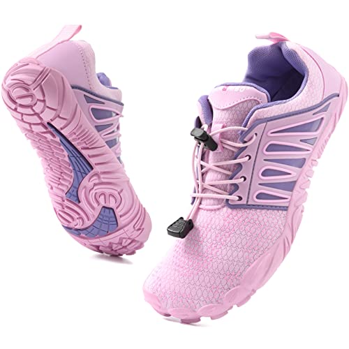 JACKSHIBO Barfußschuhe Damen Barfussschuhe Atmungsaktiv Laufschuhe Schnell Trocknend Sportschuhe Turnschuhe rutschfest Trekking Traillaufschuhe Fitnessschuhe Joggingschuhe (Pink 41EU) von JACKSHIBO