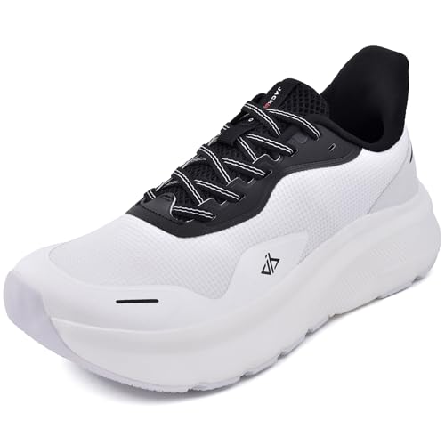 JACKSHIBO Hände frei Slip in Herren Schuhe Slip on Fußbogenstütze Orthopädische Schuhe Memory Foam Walkingschuhe Leicht Laufschuhe Hallenschuhe Sportschuhe Turnschuhe Weite Zehenbox, Weiß ，41 EU von JACKSHIBO