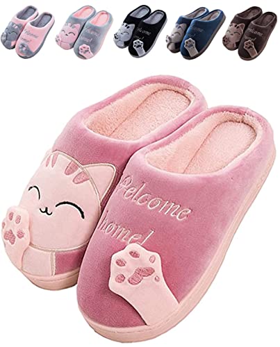 JACKSHIBO Hausschuhe Damen Winter Plüsch Pantoffeln Herren Warm Filzpantoffeln Frauen Bequeme Slippers Unisex Rot 36/37 EU von JACKSHIBO