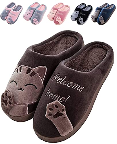 JACKSHIBO Hausschuhe Damen Winter Plüsch Pantoffeln Herren Warm Filzpantoffeln Frauen Bequeme Slippers Unisex Braun 40/41 EU von JACKSHIBO