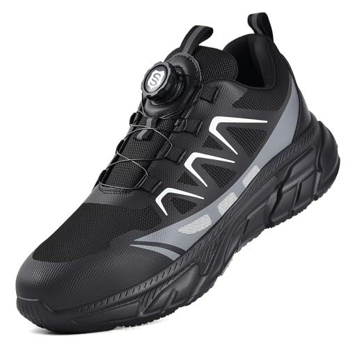 JACKSHIBO Arbeitsschuhe Sicherheitsschuhe Herren Damen Sportlich Leicht Stahlkappenschuhe Atmungsaktiv mit Stahlkappe von JACKSHIBO