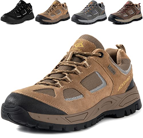 JACKSHIBO Trekkingschuhe Herren Damen Wanderschuhe Damen Leicht Trekking-& Wanderhalbschuhe rutschfeste Atmungsaktiv Kletterschuhe Outdoorschuhe, Khaki,45EU von JACKSHIBO