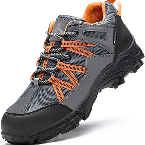 JACKSHIBO Wanderschuhe Herren Damen Trekkingschuhe Leicht Atmungsaktiv Traillaufschuhe Wanderhalbschuhe Outdoorschuhe, Grau 38EU von JACKSHIBO