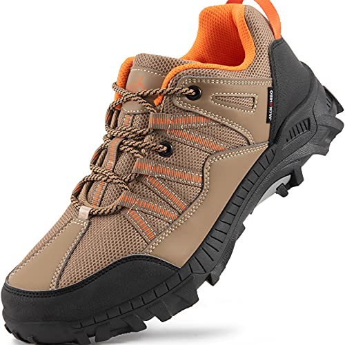 JACKSHIBO Wanderschuhe Herren Damen Trekkingschuhe Leicht Atmungsaktiv Traillaufschuhe Walking Schuhe Wanderhalbschuhe Outdoorschuhe, Khaki 37EU von JACKSHIBO