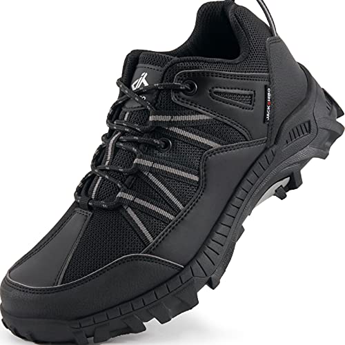 JACKSHIBO Wanderschuhe Herren Damen Outdoorschuhe Trekkingschuhe Leicht Atmungsaktiv Walking Schuhe Unisex Wanderhalbschuhe, Schwarz 37EU von JACKSHIBO