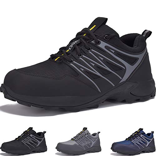 JACKSHIBO Wanderschuhe Herren Trekkingschuhe Outdoorschuhe Leicht Sportlich Schuhe Wanderhalbschuhe, Schwarz 37EU von JACKSHIBO